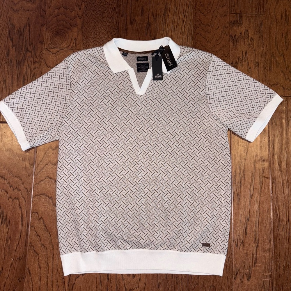 NWT Buffalo David Bitton Jute Combo Short Sleeve Collar Sweater Polo Size XL